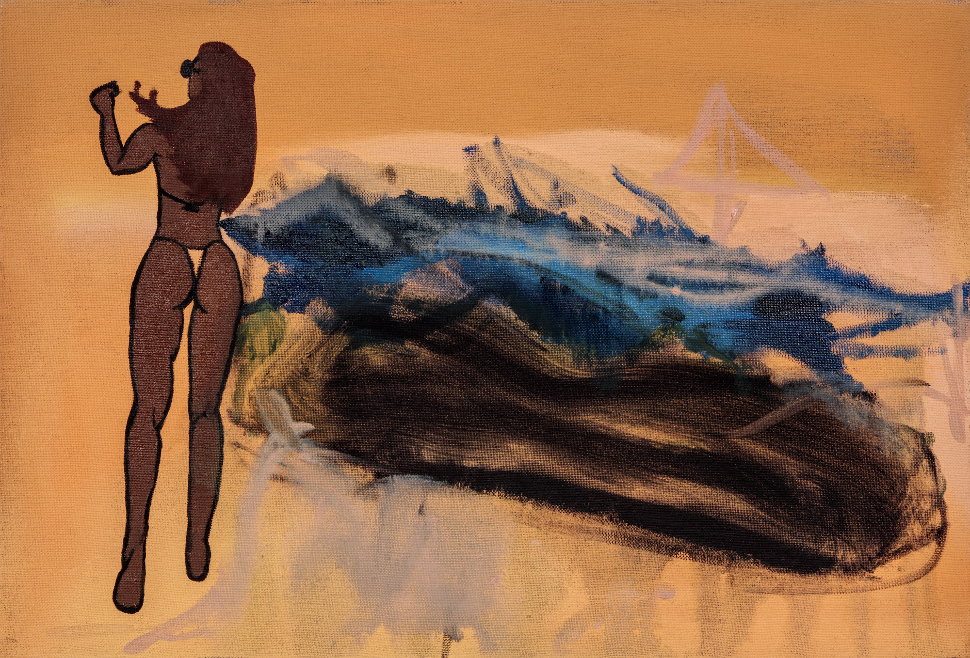 Omari Douglin, <i>Baewatch</i>, 2022. Oil on linen 11 1/2 x 17 in (29.2 x 43.2 cm)